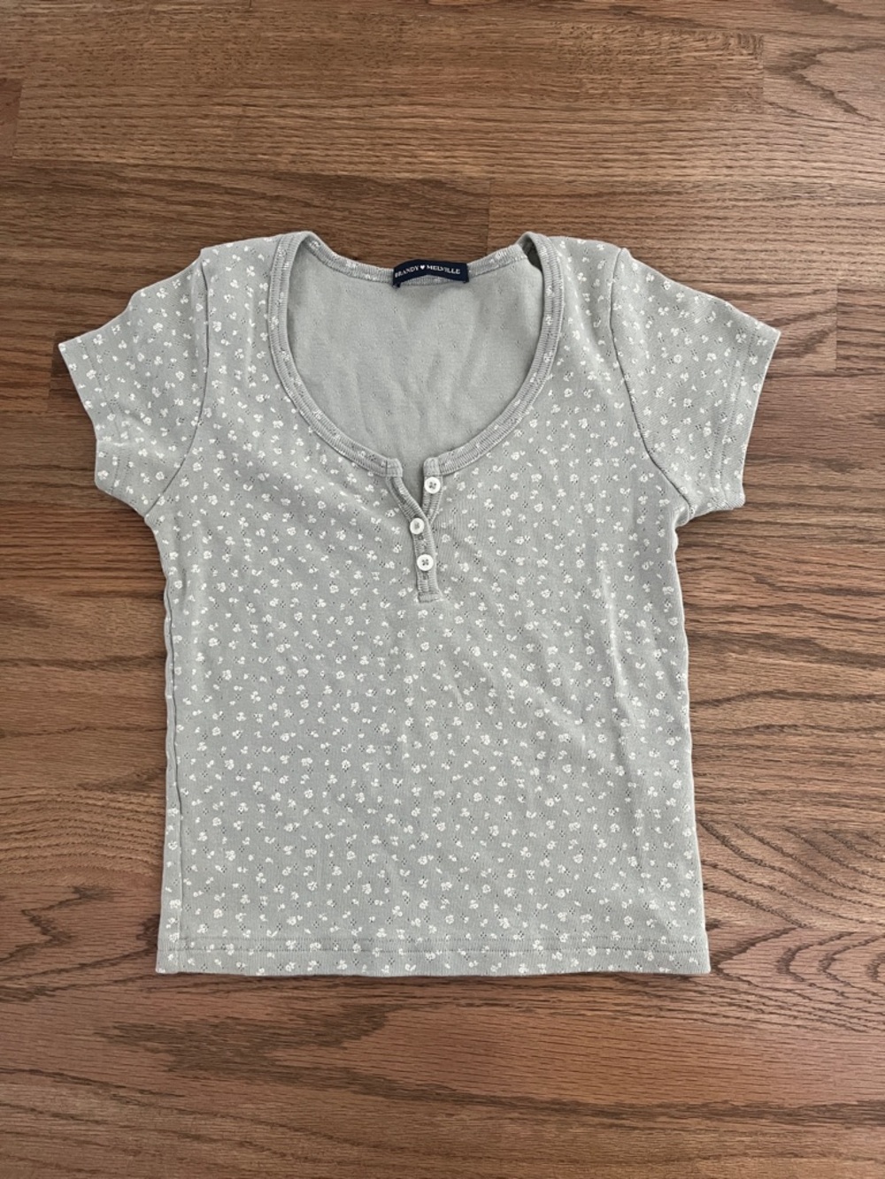 Brandy Melville Light Green Floral top